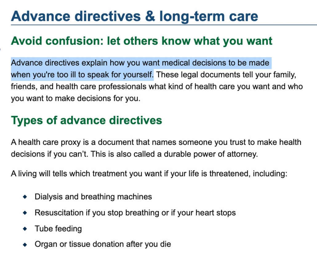 Advance Directives Explain How You Want Medical Decisions To Be Made ...